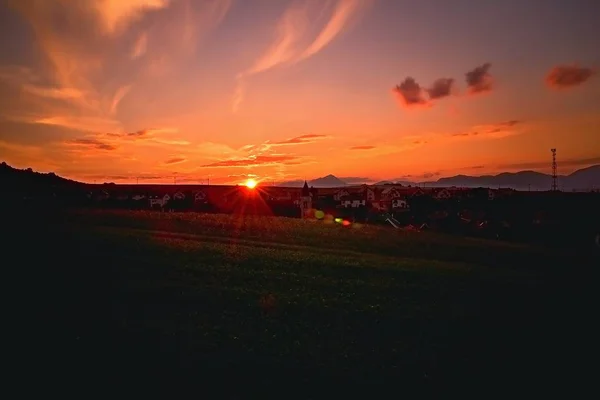 Захід сонця над Словацька Ліптов з фоном Ліптовська Мара і Choc гори. — стокове фото