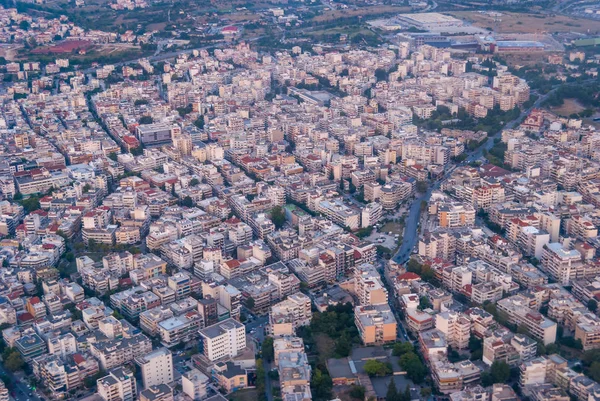 View of Thessaloniki, Greece. View from the plane to the city.