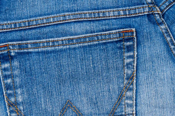Close - up of back pocket of blue jeans as background.