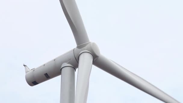 Wind Turbine Close Blue Sky Background — Stock Video