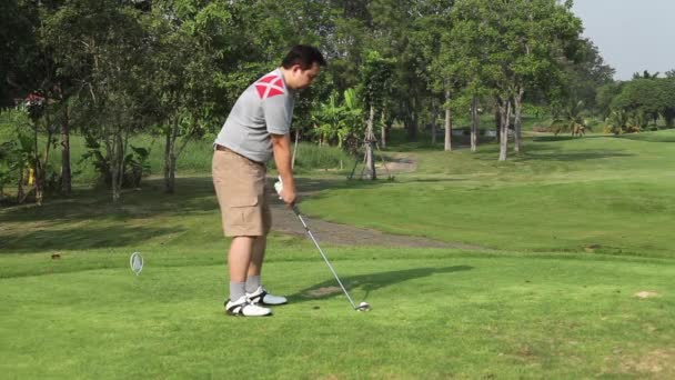 Golfista Conducir Golf Tee Durante Día Sol — Vídeos de Stock