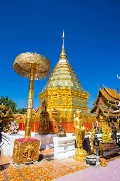 Wat Phra Doi Suthep Najsłynniejsza Świątynia Chiangmai Północ Tajlandii — Zdjęcie stockowe