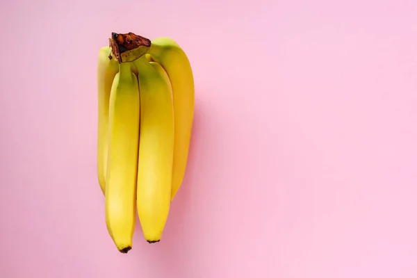 Banana Pink Background Minimal Style Flat Lay Food Concept — Stock Photo, Image