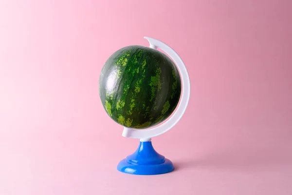 Watermelon Global Idea Concept Pastel Pink Background Minimal Concept — Stock Photo, Image