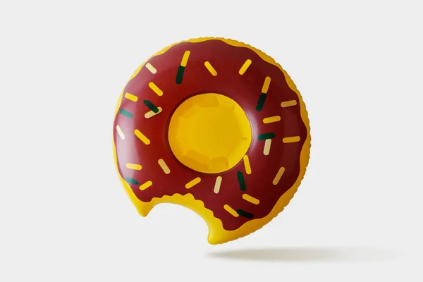 Brinquedo Inflável Associação Donut Fundo Branco Conceito Mínimo Verão — Fotografia de Stock
