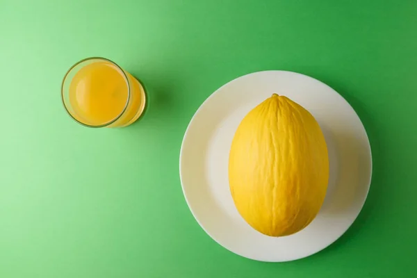 Melon Bright Green Background Minimal Fruit Concept — Stock Photo, Image