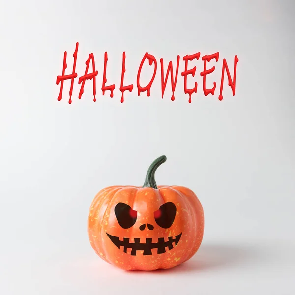 Zucca Halloween Sfondo Bianco Concetto Minimo Halloween — Foto Stock