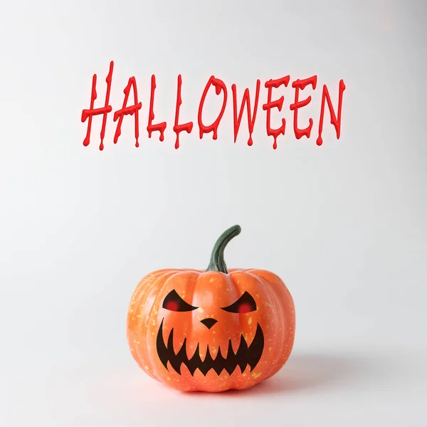 Zucca Halloween Sfondo Bianco Concetto Minimo Halloween — Foto Stock