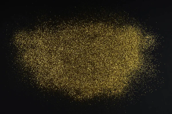Kreativ Layout Gjord Gyllene Glitter Med Kopia Utrymme Svart Papper — Stockfoto