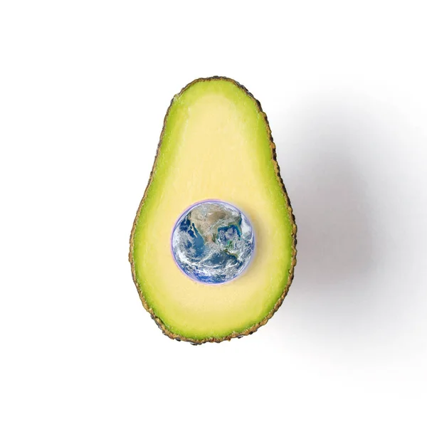 Dünya Gezegeninin Avokado Soyut Meyve Arka Plan Yaz Gıda Kavramı — Stok fotoğraf