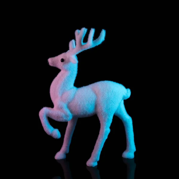 White Reindeer Vibrant Bold Gradient Holographic Colors Christmas New Year — Stock Photo, Image