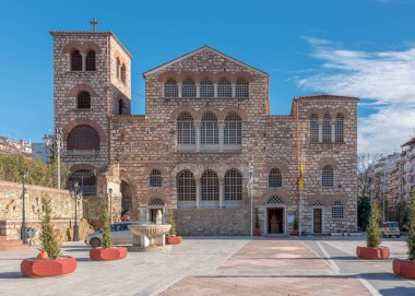Thessaloniki, Yunanistan güneşli bir Aziz Demetrios Kilisesi.