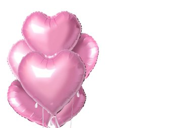 Pembe renk kalp demet parlak arka plan üzerinde izole folyo balon şeklinde. En az aşk kavramı.