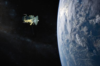 Mavi Gezegen Dünya. Uzay aracı uzaya fırlatıldı. Bu görüntünün elementleri NASA tarafından desteklenmektedir.
