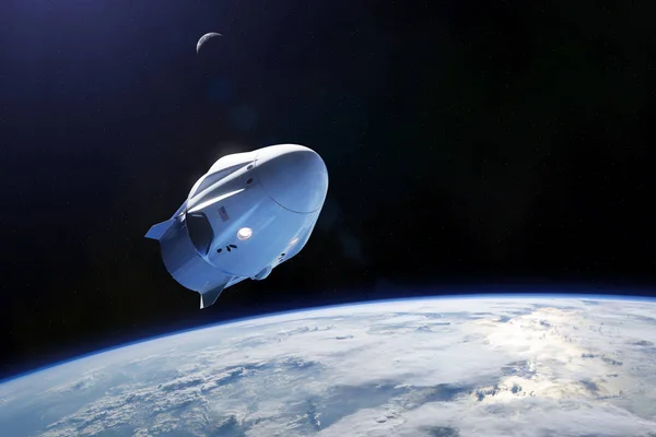 Alçak Dünya yörüngesinde kargo uzay aracı. Bu görüntünün elementleri NASA tarafından desteklenmektedir.