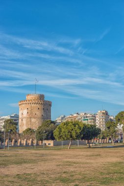 Yunanistan 'ın Selanik kentindeki Beyaz Kule' nin güzel manzarası.