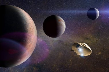 Açık alanda kargo uzay aracı. Nasa tarafından döşenmiş bu görüntü unsurları.