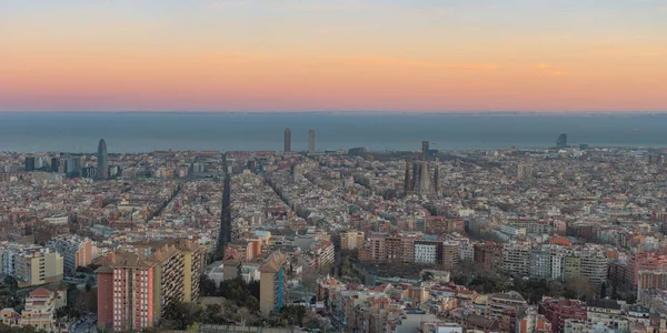 Aerial panoramic view of Barcelona city  in Spain. — Stock Photo, Image
