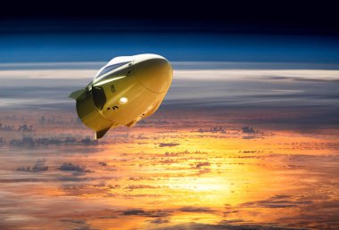 Alçak Dünya yörüngesinde kargo uzay aracı. Bu görüntünün elementleri NASA tarafından desteklenmektedir.