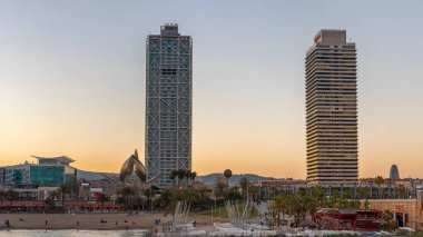 Barselona, Ispanya-15 Mart 2019: Ispanya 'nın Barselona kentinin panoramik manzarası.