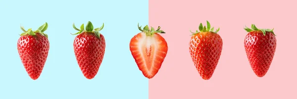 Différentes fraises sur fond lumineux. Concept d'alimentation minimale . — Photo