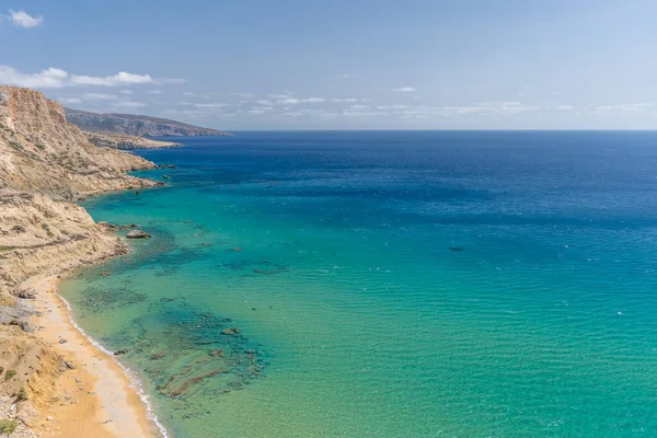 View Beautiful Blue Sea Cliffs Island Crete Summer Background — Stock Photo, Image
