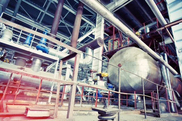 Tubos Válvulas Cabos Passarela Aço Industrial — Fotografia de Stock