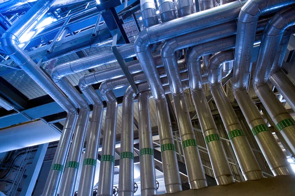 Different Size Shaped Pipes Valves Power Plant — Stock Photo, Image