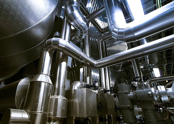 Different Size Shaped Pipes Valves Power Plant — Stock Photo, Image