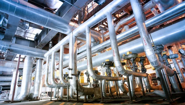 Equipamentos Cabos Tubulações Encontrados Dentro Moderno Plano Energia Industrial — Fotografia de Stock