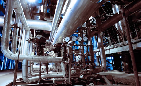 Ipari Erőműben Található Berendezések Kábelek Csővezetékek — Stock Fotó