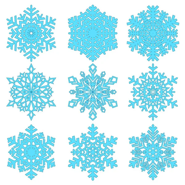 Snowflakes collection isolated on light background. — Stock Vector