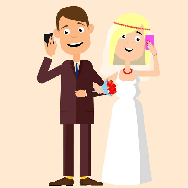 Una giovane coppia. Lo smartphone è più importante . — Vettoriale Stock