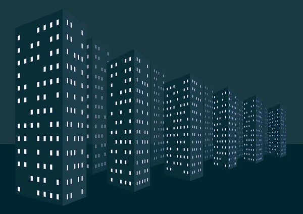 Edificios nocturnos en la ciudad nocturna . — Vector de stock