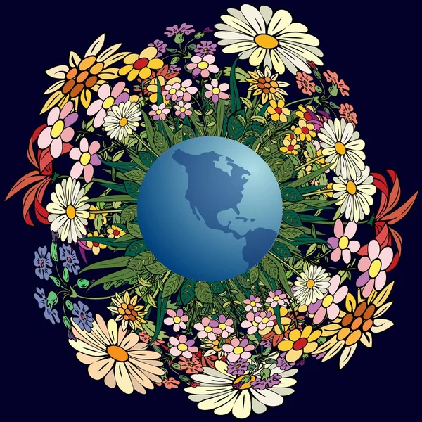 Планета в цвете. Мир без индустрии токсичных отходов . — стоковый вектор