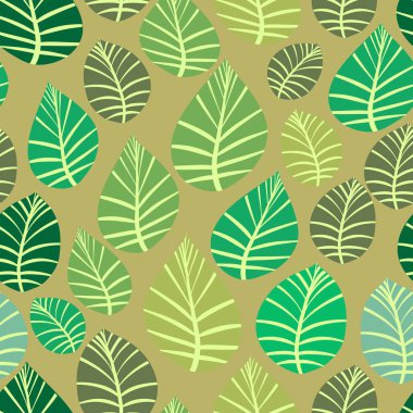 Yaprakları yeşil bir arka plan üzerinde çeşitli. 