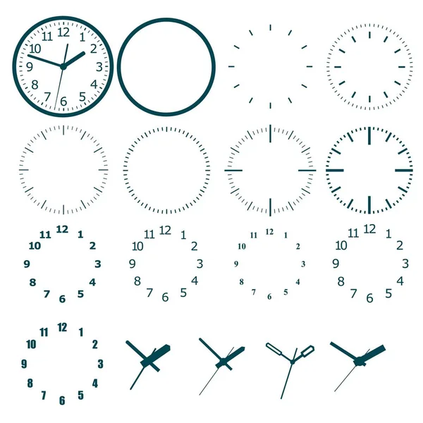 Um conjunto para projetar um modelo de relógio . — Vetor de Stock