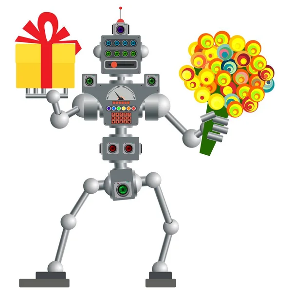 Robot umanoide, dispositivo informatico elettronico . — Vettoriale Stock