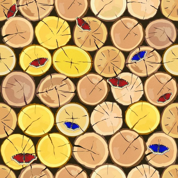 Grumes en bois. Écorce brune de bois sec abattu . — Image vectorielle