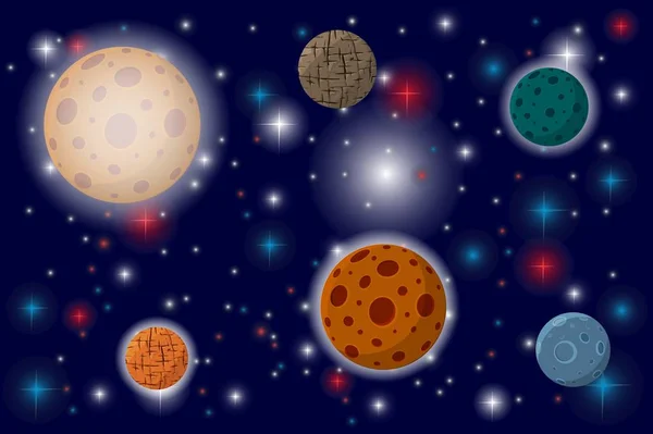 空间背景。与星星对着你的行星. — 图库矢量图片