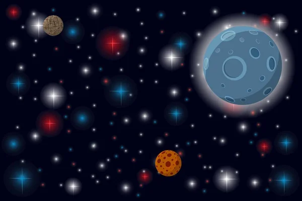 空间背景。恒星和星云背景下的行星. — 图库矢量图片