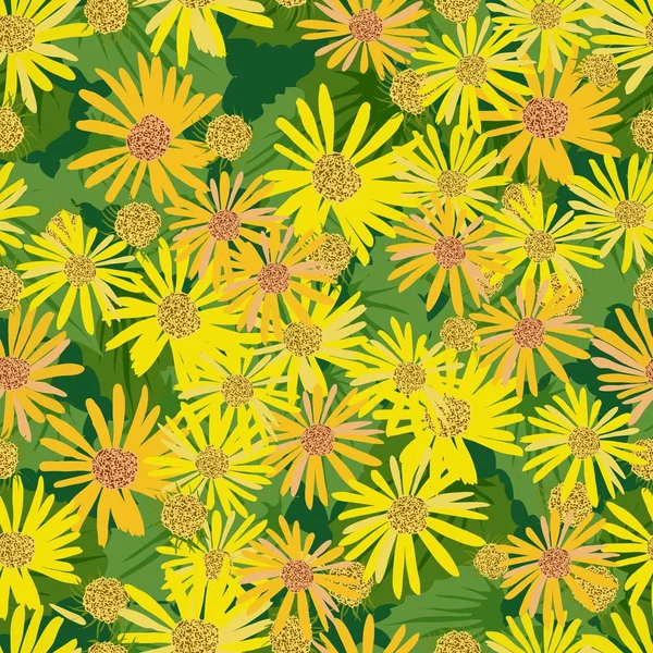 Floral nahtlose Textur. Blumen und Blätter auf dunklem Hintergrund. — Stockvektor