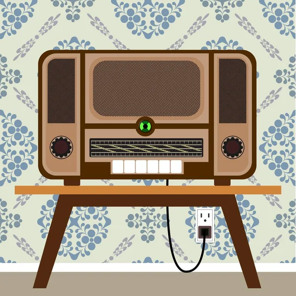 Una vieja radio. La capacidad de escuchar al mundo entero . — Archivo Imágenes Vectoriales