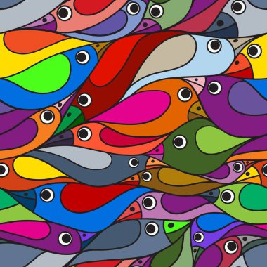 Tekstil baskı, ambalaj kağıdı için küçük kuşların arka plan.