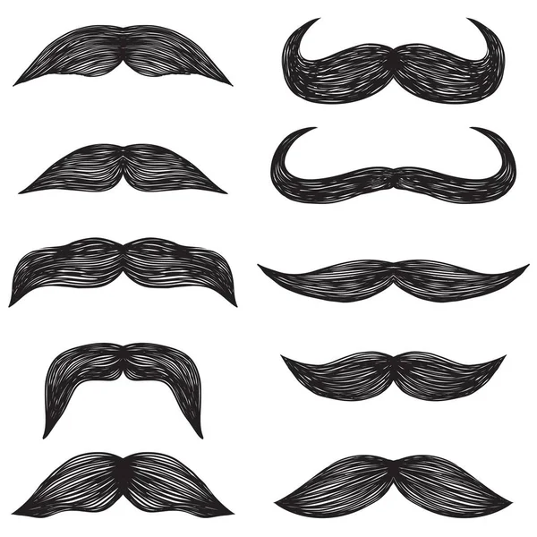Conjunto de vectores de bigode hipster. Decoração de uma cara masculina . —  Vetores de Stock
