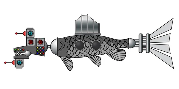 Fischähnlicher Roboter. Erforschung der Meere und Ozeane. lizenzfreie Stockillustrationen