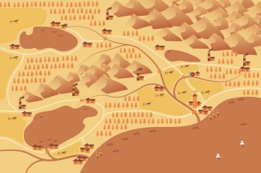 Dünya haritası çizimi. Eski tarz. Vektör illüstrasyonu