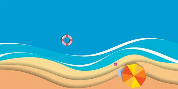 Costa do mar, uma praia de areia clara quente. — Vetor de Stock