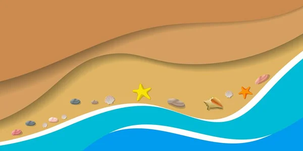 Sea coast, a beach from warm light sand. — Stock Vector