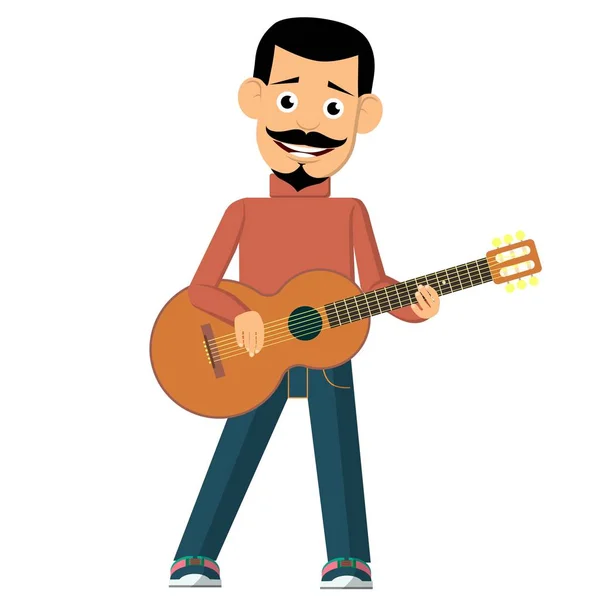 El hombre toca un instrumento musical. Ilustración vectorial — Vector de stock